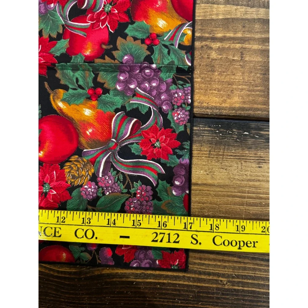 Christmas Fruit Poinsettia Table Linens Set 6 Napkins 6 Placemats 1 Tablerunner